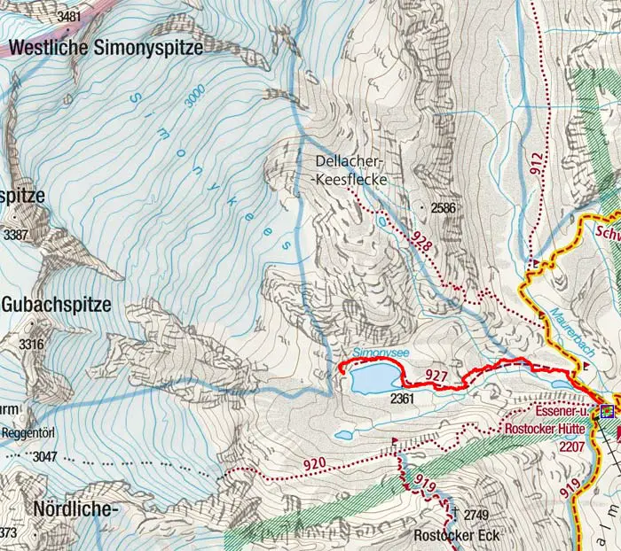 Simonysee (2361 m) von der Essener Rostocker Hütte Simonysee (2361 m) von der Essener Rostocker Hütte