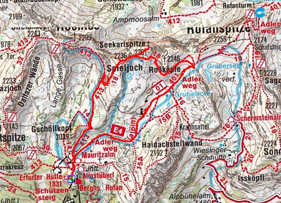 Spieljoch-Seekarlspitze (2236/2261 m) von der Erfurter Hütte