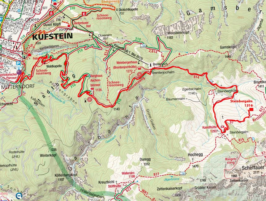 Steinbergalm und Kaindlhütte von Kufstein
