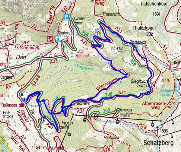 Feilmoos - Thaleralm - Rundwanderung, Alpbach