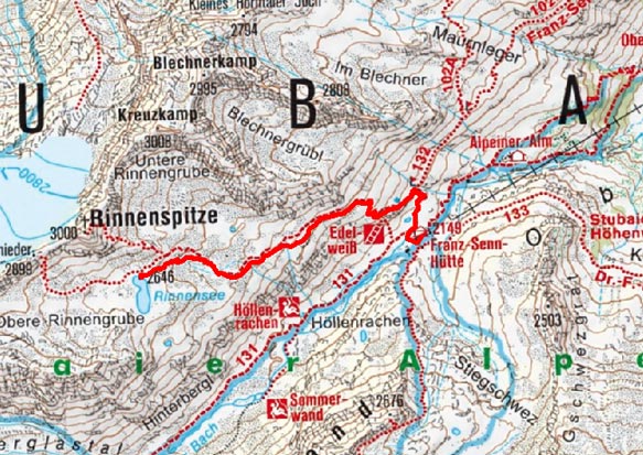 Rinnensee (2646m) von der Franz Senn Hütte