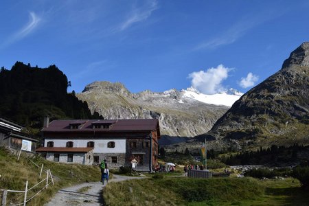 Alpenrosenhütte (1878 m) vom Alpengasthof Breitlahner