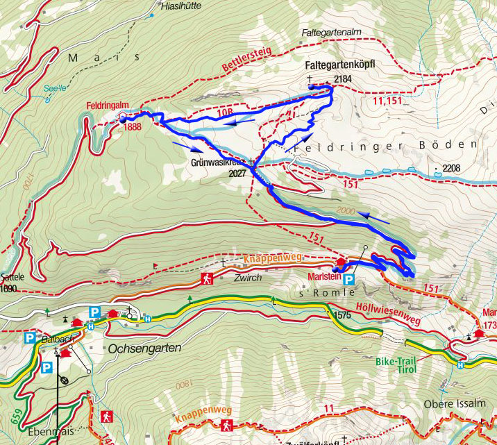 Faltegartenköpfl (2184m) - Skitour von Marlstein