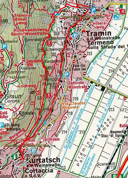 Wandern am Kastelazweg von Tramin nach Kurtatsch