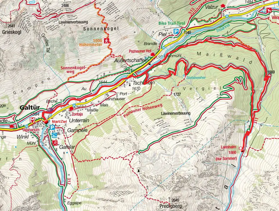 MTB-Tour: Larein Alpe (Lareinalm) von Galtür im Paznauntal