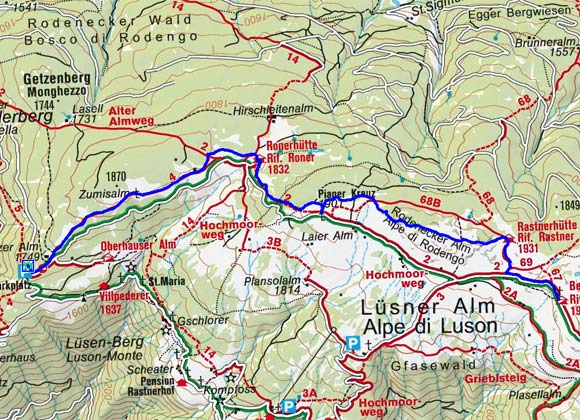 Zumis - Roner Alm - Rastnerhütte - Starkenfeldhütte