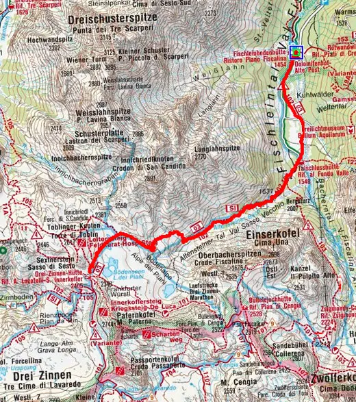 Wanderung Drei-Zinnen-Hütte von Sexten