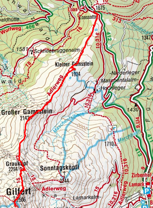 Gilfert (2506 m) vom Loassattel